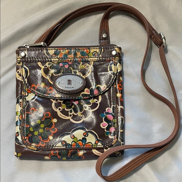 Fossil Key-Per Multicolor Floral Leather Crossbody Bag - Picture 1 of 11